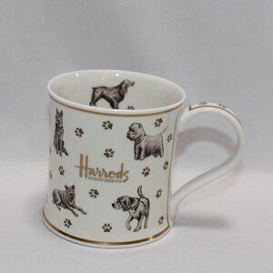 Harrods Teacup w/Large Dog Breeds Knightbridge Fine Bone China Made in England